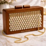 Handcrafted Wooden Clutch with Pearl Tassel Embellishments – Ethnic Box Sling Bag